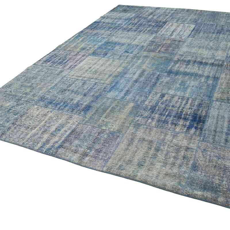 Mavi Boyalı Patchwork Halı - 243 cm x 347 cm - K0049830
