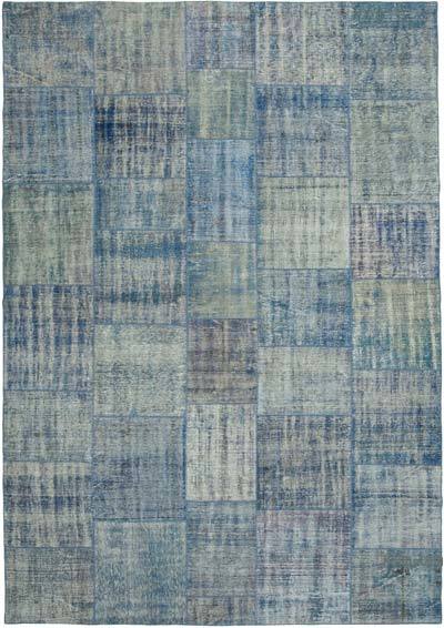 Mavi Boyalı Patchwork Halı - 243 cm x 347 cm