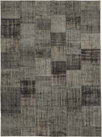 Black Patchwork Hand-Knotted Turkish Rug - 8' 5" x 11' 7" (101" x 139")