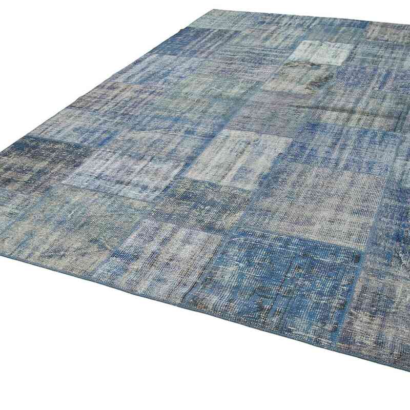 Mavi Boyalı Patchwork Halı - 245 cm x 348 cm - K0049834