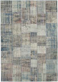 Blue Patchwork Hand-Knotted Turkish Rug - 8' 1" x 11' 8" (97" x 140")
