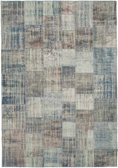 Mavi Boyalı Patchwork Halı - 247 cm x 356 cm