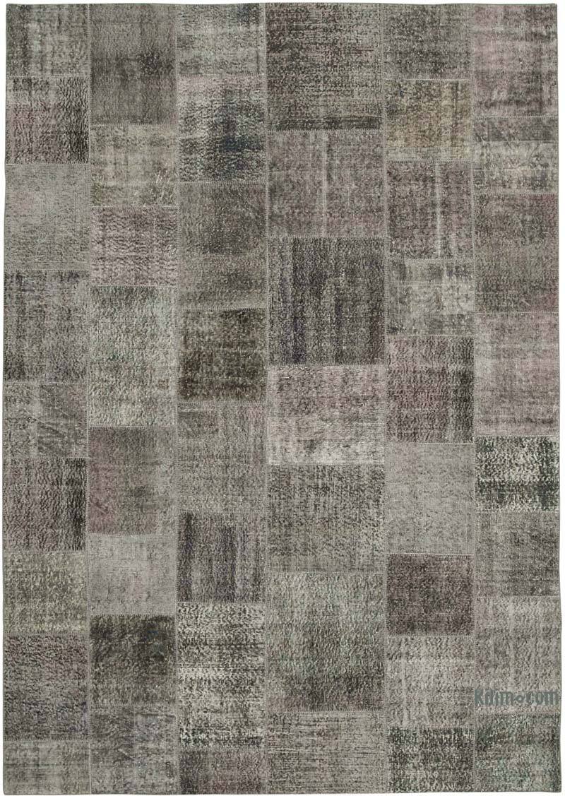 Gri Boyalı Patchwork Halı - 245 cm x 352 cm - K0049841