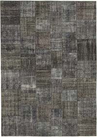 Gray Patchwork Hand-Knotted Turkish Rug - 8' 1" x 11' 7" (97" x 139")