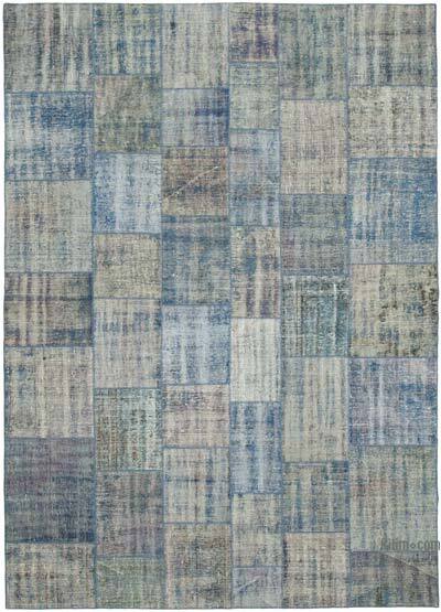 Mavi Boyalı Patchwork Halı - 248 cm x 348 cm