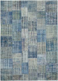 Patchwork Hand-Knotted Turkish Rug - 8' 2" x 11' 4" (98" x 136")