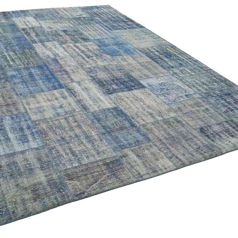 Mavi Boyalı Patchwork Halı - 248 cm x 345 cm - K0049848