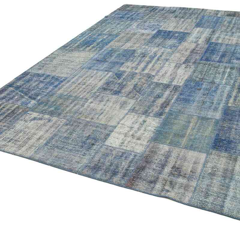 Mavi Boyalı Patchwork Halı - 248 cm x 345 cm - K0049848