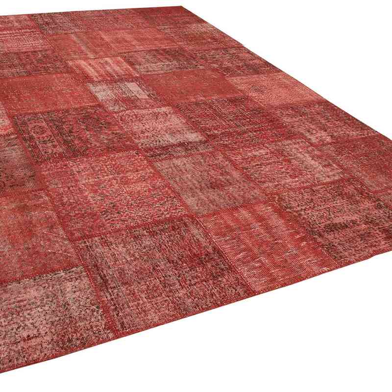 Kırmızı Boyalı Patchwork Halı - 251 cm x 353 cm - K0049849