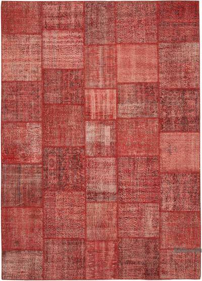 Kırmızı Boyalı Patchwork Halı - 251 cm x 353 cm