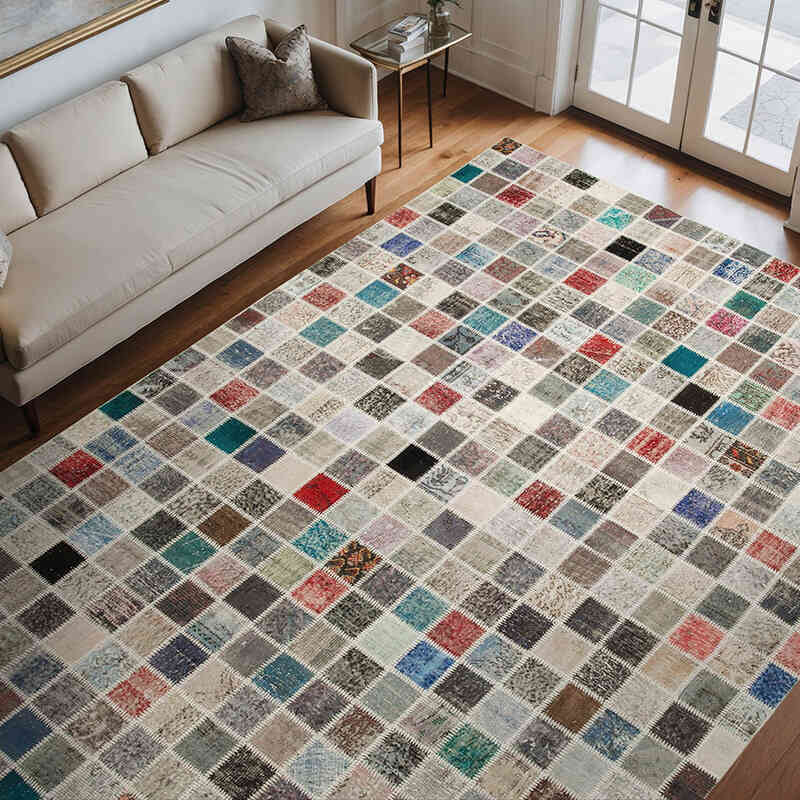 Multicolor Patchwork Hand-Knotted Turkish Rug - 8' 4" x 11' 6" (100" x 138") - K0049850