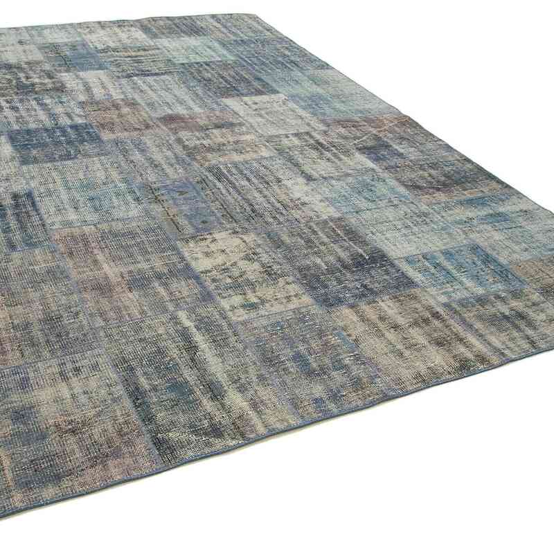 Mavi Boyalı Patchwork Halı - 245 cm x 353 cm - K0049851