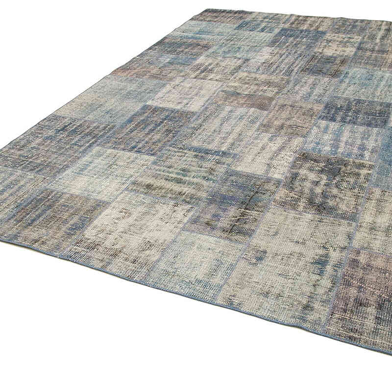 Mavi Boyalı Patchwork Halı - 245 cm x 353 cm - K0049851