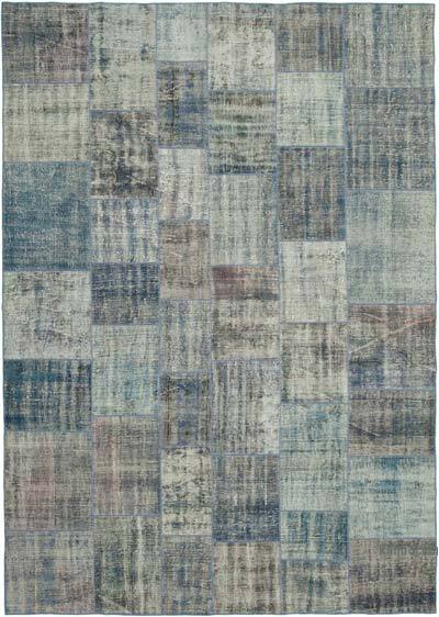 Blue Patchwork Hand-Knotted Turkish Rug - 8'  x 11' 7" (96 in. x 139 in.)