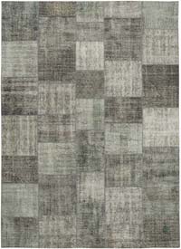 Gray Patchwork Hand-Knotted Turkish Rug - 8'  x 11' 4" (96" x 136")