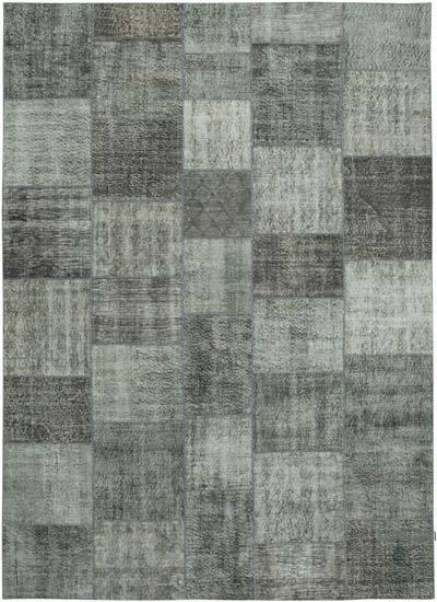 Grey Patchwork Hand-Knotted Turkish Rug - 8'  x 11' 4" (96 in. x 136 in.)