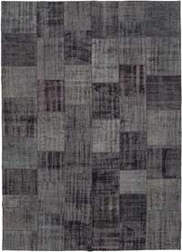 Black Patchwork Hand-Knotted Turkish Rug - 8' 5" x 11' 7" (101" x 139")