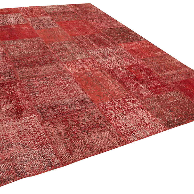 Kırmızı Boyalı Patchwork Halı - 251 cm x 352 cm - K0049860