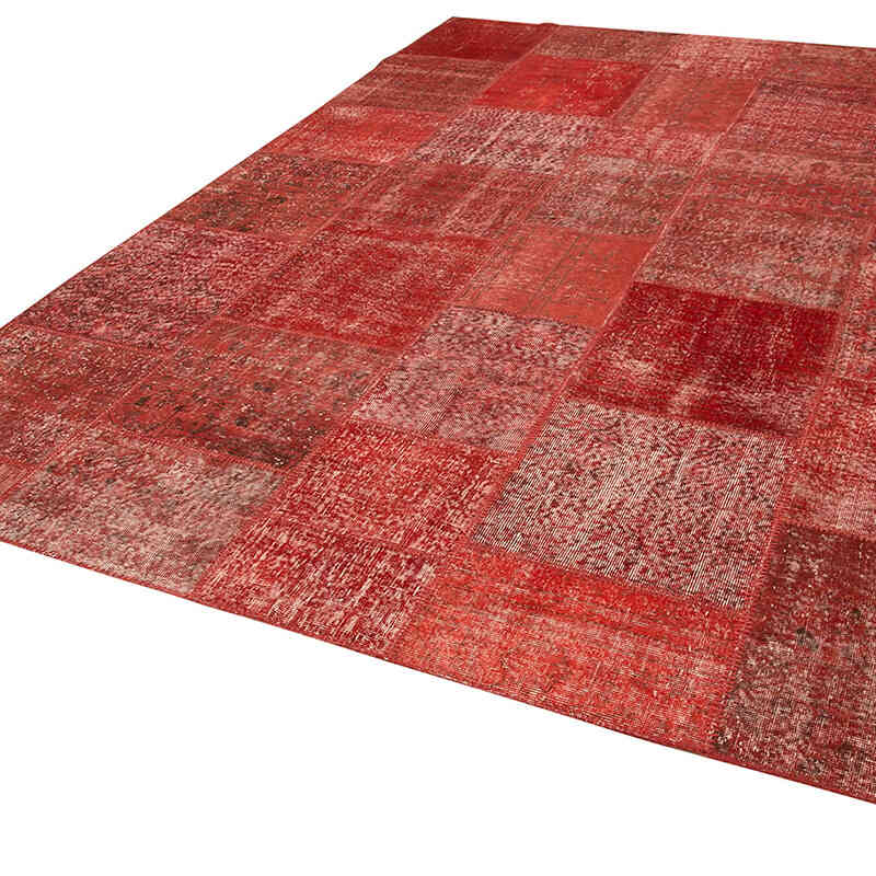 Kırmızı Boyalı Patchwork Halı - 251 cm x 352 cm - K0049860