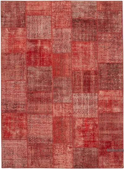 Kırmızı Boyalı Patchwork Halı - 251 cm x 352 cm