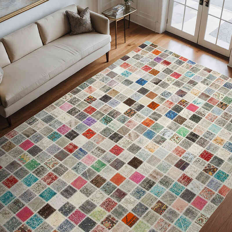 Multicolor Patchwork Hand-Knotted Turkish Rug - 8' 4" x 11' 8" (100" x 140") - K0049862