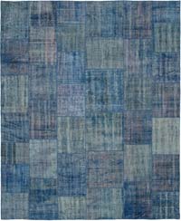 Azul Alfombra De Retazos Turca Sobre-teñida - 244 cm x 298 cm