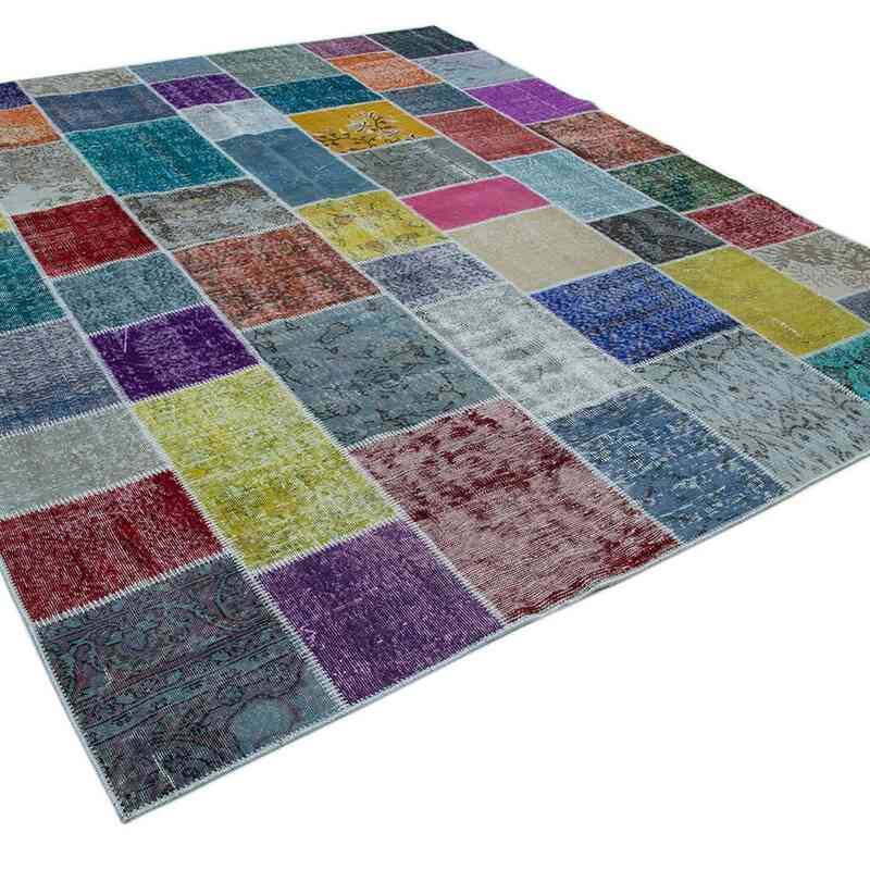 Multicolor Alfombra De Retazos Turca Sobre-teñida - 249 cm x 296 cm - K0049887
