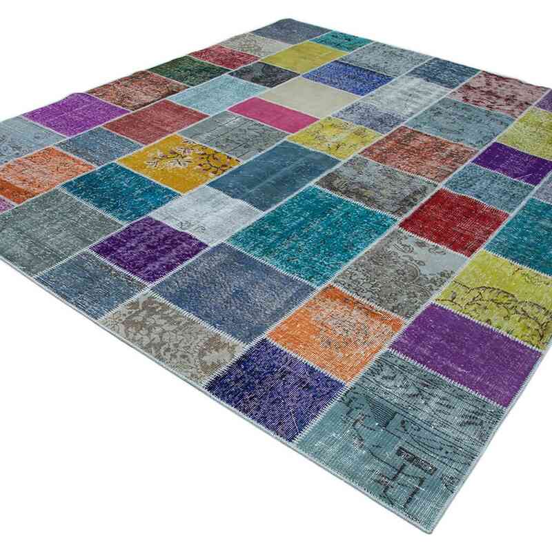 Multicolor Alfombra De Retazos Turca Sobre-teñida - 249 cm x 296 cm - K0049887