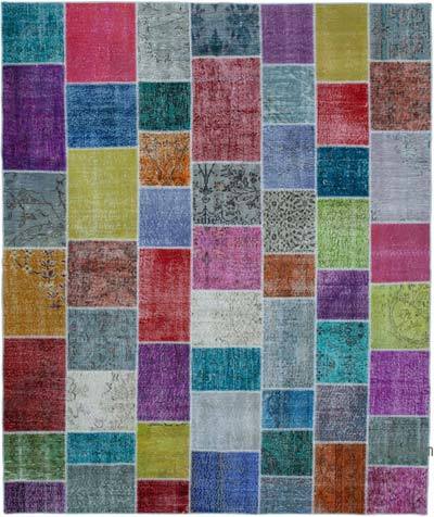 Çok Renkli Boyalı Patchwork Halı - 251 cm x 300 cm