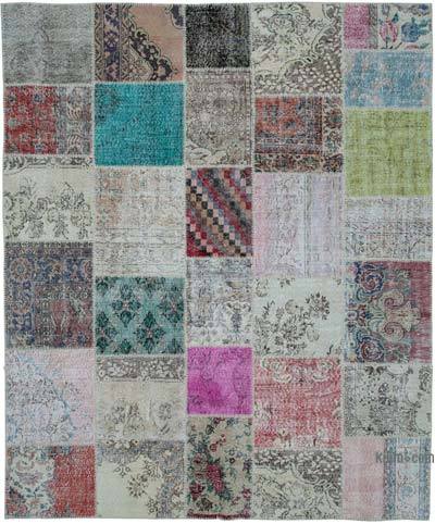 Patchwork Hand-Knotted Turkish Rug - 8' 2" x 9' 11" (98 in. x 119 in.)