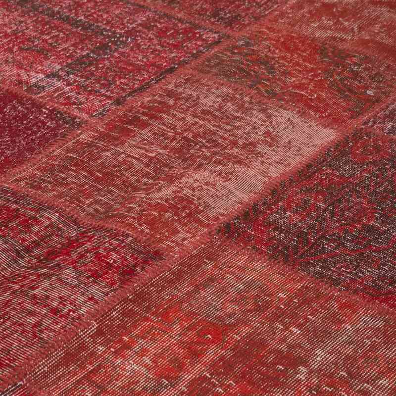 Red Patchwork Hand-Knotted Turkish Rug - 8' 2" x 11' 8" (98 in. x 140 in.) - K0049933