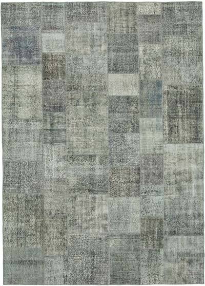 Grey Patchwork Hand-Knotted Turkish Rug - 8' 2" x 11' 6" (98 in. x 138 in.)