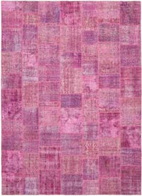 Pink Patchwork Hand-Knotted Turkish Rug - 8' 2" x 11' 6" (98" x 138")