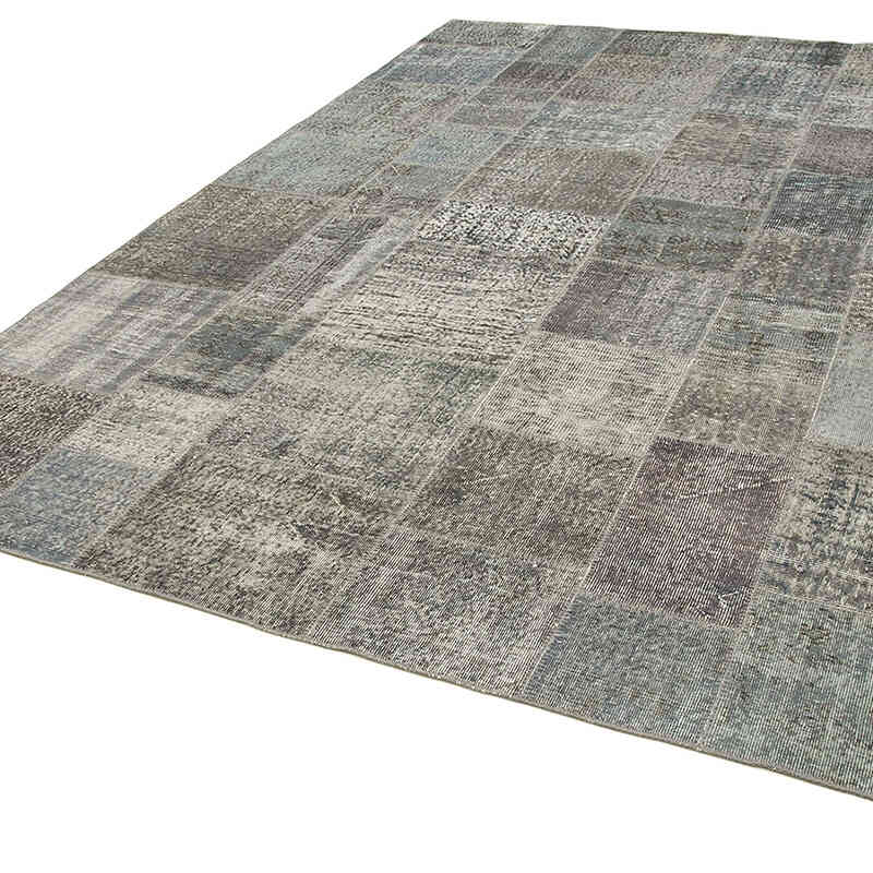Gris Alfombra De Retazos Turca Sobre-teñida - 250 cm x 350 cm - K0049948