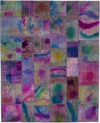 Multicolor Patchwork Hand-Knotted Turkish Rug - 8'  x 9' 11" (96" x 119")