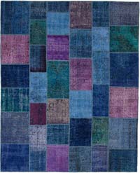 Multicolor Patchwork Hand-Knotted Turkish Rug - 8' 1" x 9' 11" (97" x 119")