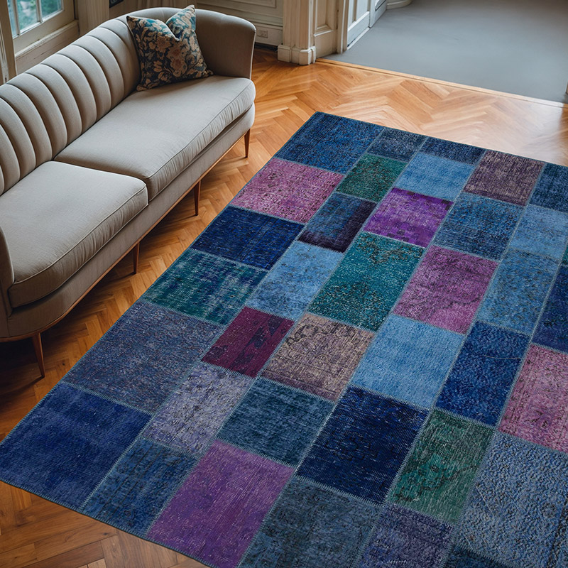 Çok Renkli Boyalı Patchwork Halı - 246 cm x 303 cm - K0049964
