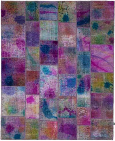 Multicolor Patchwork Hand-Knotted Turkish Rug - 7' 10" x 9' 10" (94 in. x 118 in.)