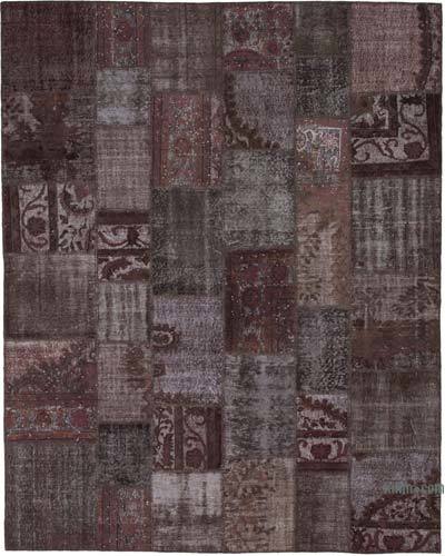 Kahverengi Boyalı Patchwork Halı - 244 cm x 307 cm