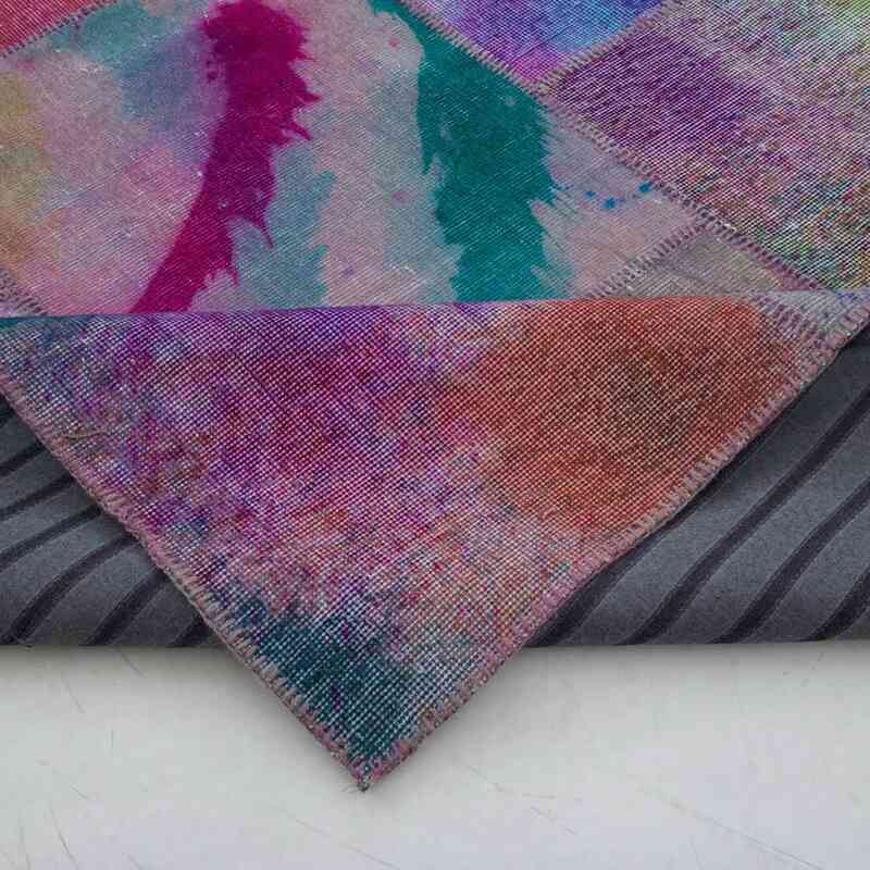 Multicolor Patchwork Hand-Knotted Turkish Rug - 8' 2" x 9' 10" (98" x 118") - K0049967
