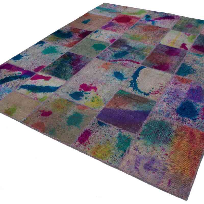 Multicolor Alfombra De Retazos Turca Sobre-teñida - 237 cm x 304 cm - K0049969