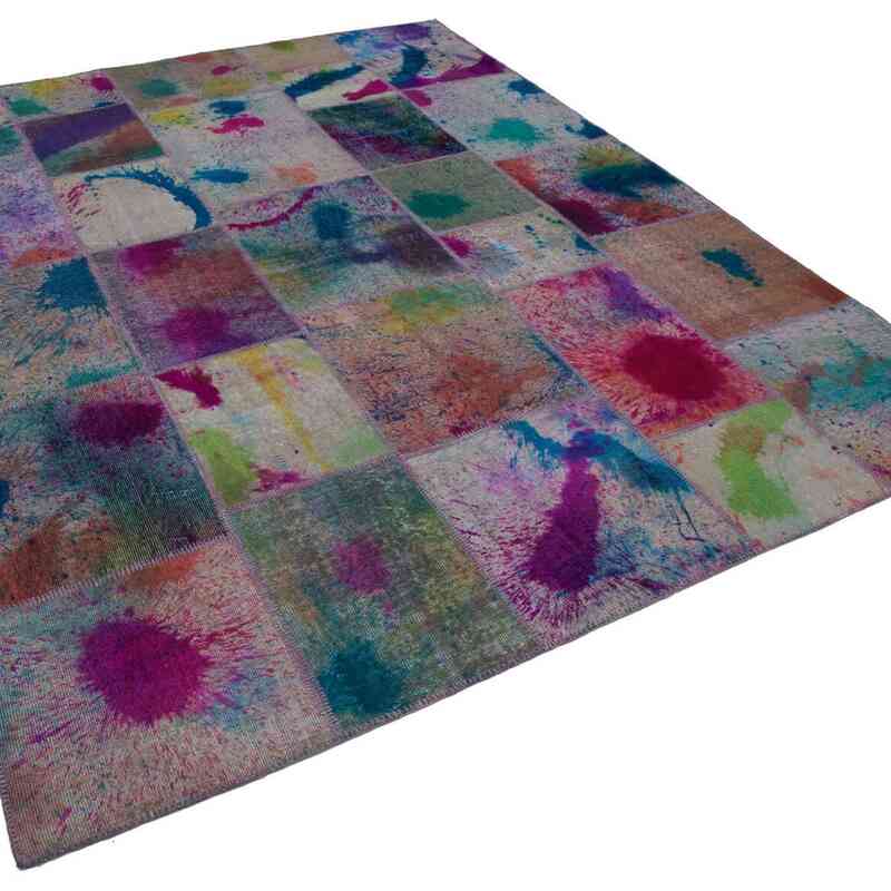Multicolor Alfombra De Retazos Turca Sobre-teñida - 237 cm x 304 cm - K0049969
