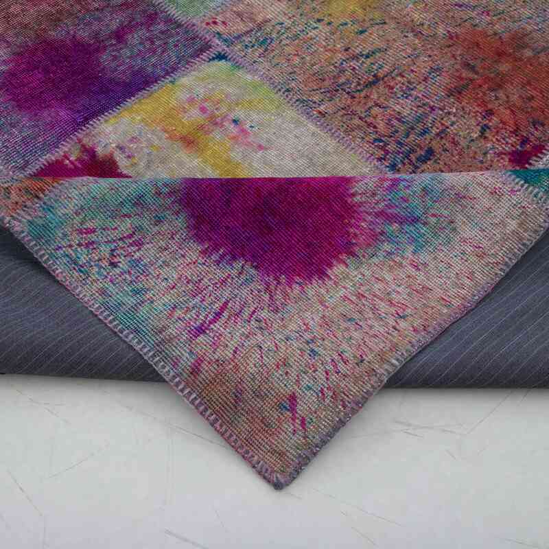 Multicolor Alfombra De Retazos Turca Sobre-teñida - 237 cm x 304 cm - K0049969
