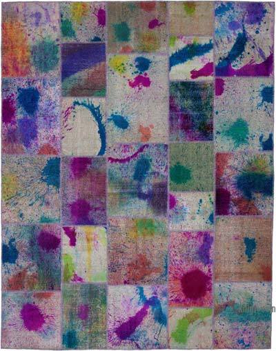 Çok Renkli Boyalı Patchwork Halı - 237 cm x 304 cm