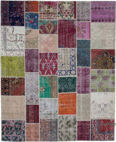 Çok Renkli Boyalı Patchwork Halı - 245 cm x 295 cm