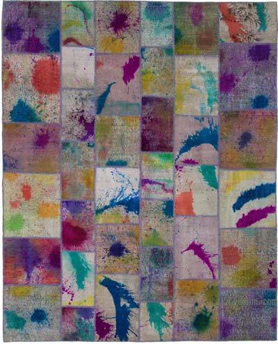 Çok Renkli Boyalı Patchwork Halı - 247 cm x 307 cm