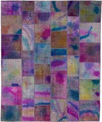 Patchwork Hand-Knotted Turkish Rug - 8' 1" x 9' 9" (97" x 117")