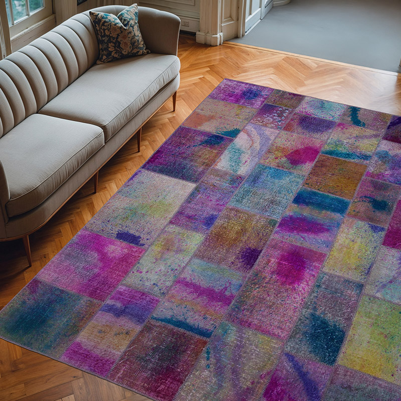 Alfombra De Retazos Turca Sobre-teñida - 246 cm x 297 cm - K0049975