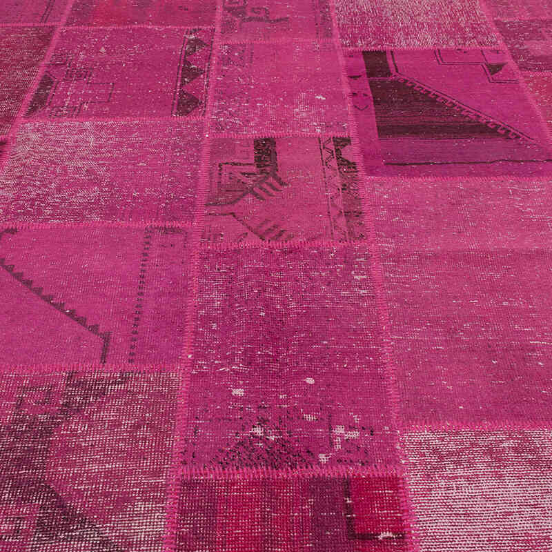 Pembe Boyalı Patchwork Halı - 250 cm x 302 cm - K0049977