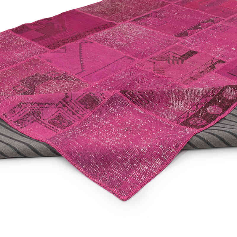 Pembe Boyalı Patchwork Halı - 250 cm x 302 cm - K0049977
